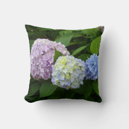 Hydrangeas, rosa Blume, blaue violette Blumen Kissen