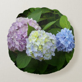 Hydrangeas Rosa Blume Blütenblüten Rundes Kissen