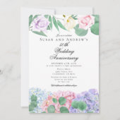 Hydrangeas Roses Wedding Anniversary Invitations Einladung (Vorderseite)