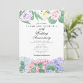 Hydrangeas Roses Wedding Anniversary Invitations Einladung (Stehend Vorderseite)