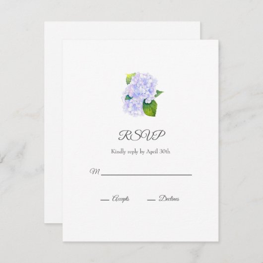 Hydrangeas RSVP Karte (Vorne/Hinten)
