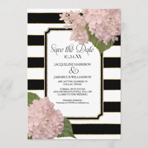 Hydrangeas Save the Date Foto breite Streifen Gold Einladung