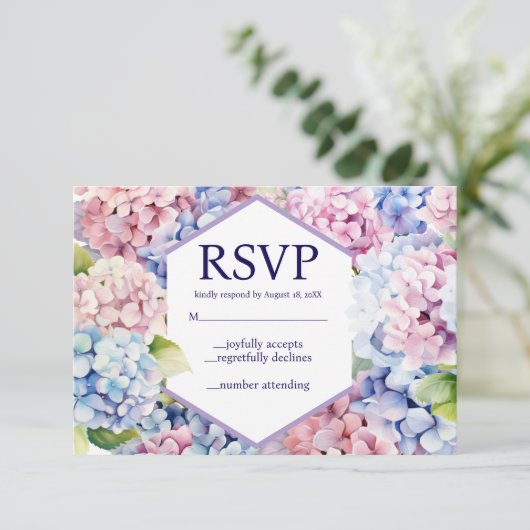Hydrangeas Spring Flowers RSVP Cards Karte (Stehend Vorderseite)