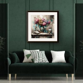 Hydrangeas Still Life - Print Poster