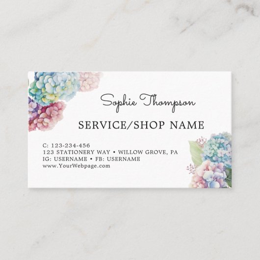 Hydrangeas Terminkarte (Vorderseite)