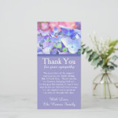 Hydrangeas-Trauerfall-Beileid danken Ihnen zu Dankeskarte (Stehend Vorderseite)