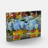 Hydrangeas und frische Blume in Tomatenkonserven Fotoblock (Links)