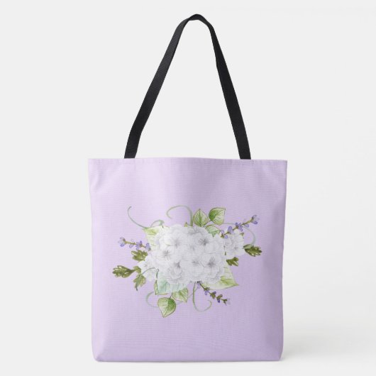 Hydrangeas und Lilacs im Wasserfarbenstil Tasche (Vorderseite)