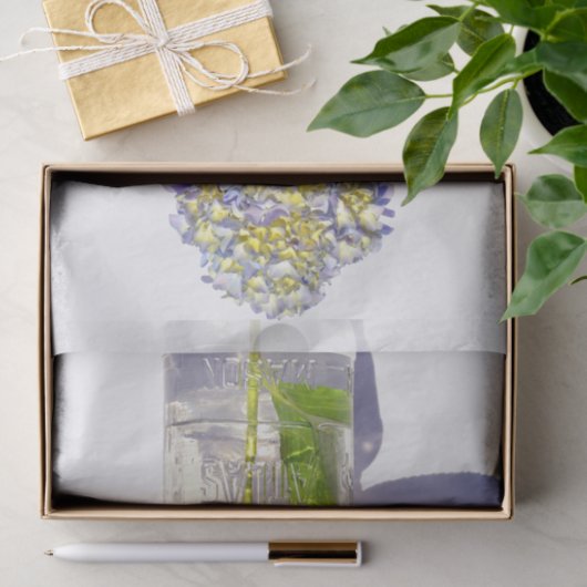Hydrangeas und Mason-Glas Seidenpapier (Geschenk)