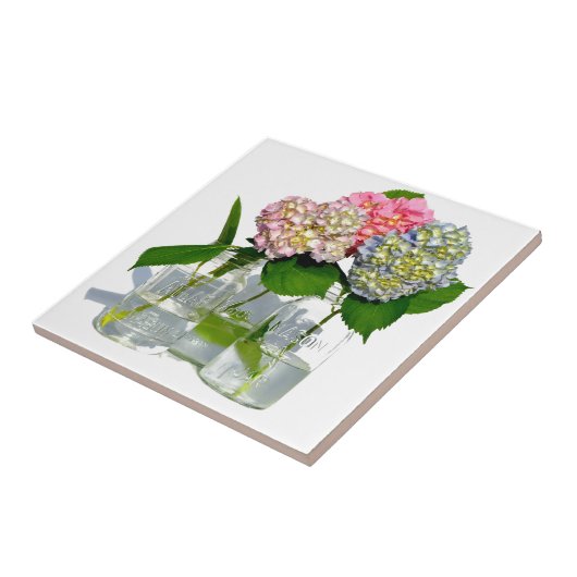 Hydrangeas und Mason jar Fliese (Seite)