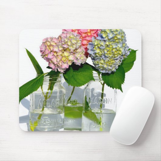 Hydrangeas und Mason jar Mousepad (Mit Mouse)