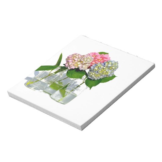 Hydrangeas und Mason jar Notizblock (Rotiert)