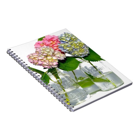Hydrangeas und Mason jar Notizblock (Rechte Seite)