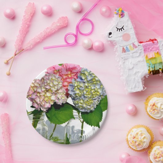 Hydrangeas und Mason jar Pappteller (Party)