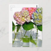 Hydrangeas und Mason jar Postkarte (Vorne/Hinten)