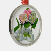 Hydrangeas und Mason jar Silbernes Ornament (Rechts)