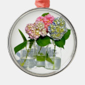 Hydrangeas und Mason jar Silbernes Ornament (Vorne)