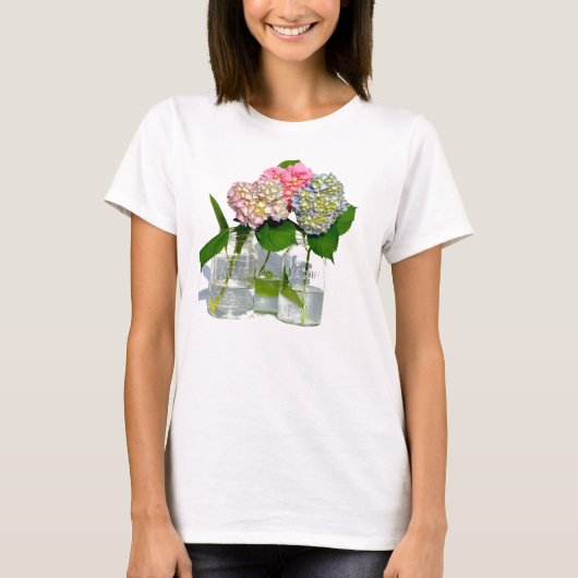 Hydrangeas und Mason jar T-Shirt (Vorderseite)