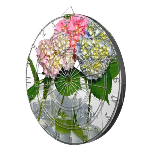 Hydrangeas und Maurerkirsche Dartscheibe (Vorderseite rechts)