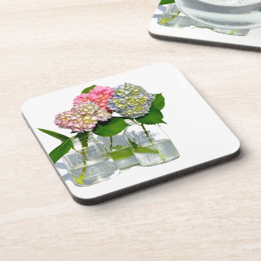 Hydrangeas und Maurerkirsche Untersetzer (Linke Seite)