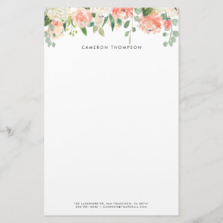 Hydrangeas und Peongs für Orangen und Weißwasser Briefpapier