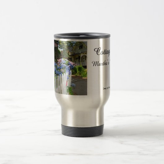 Hydrangeas und Picket Fence - Martha's Vineyard Reisebecher (Mittel)