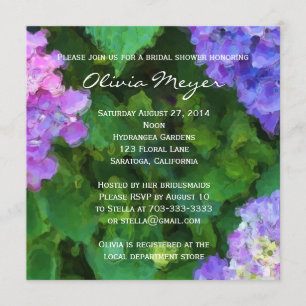 Hydrangeas Wasserfarbe Bridal Dusche Einladung