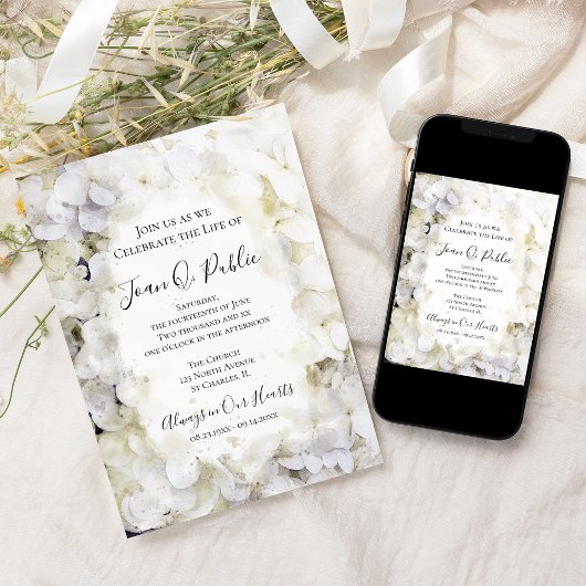 Hydrangeas Wasserfarbenfeier des Lebens Einladung