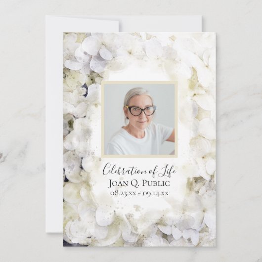 Hydrangeas Wasserfarbenfeier des Lebens Einladung (Vorderseite)