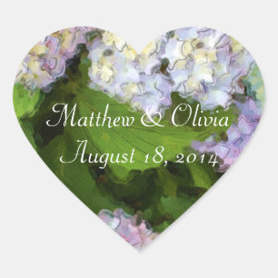 Hydrangeas Watercolor Heart Stickers