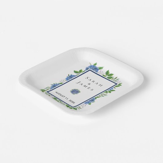 Hydrangeas Watercolor Hochzeitsstipps für Empfang Pappteller (Gewinkelt)