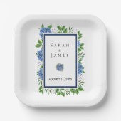 Hydrangeas Watercolor Hochzeitsstipps für Empfang Pappteller (Vorderseite)