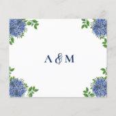 Hydrangeas Watercolor Monogram Wedding Einladungen (Rückseite)