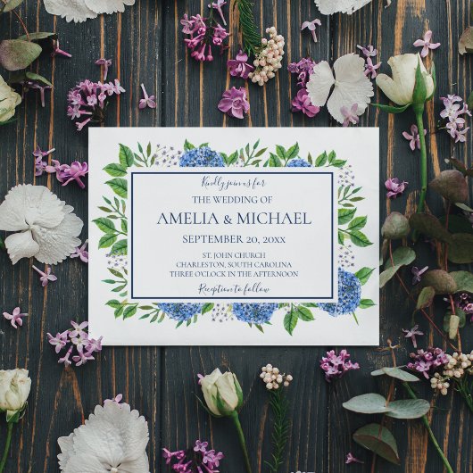 Hydrangeas Watercolor Monogram Wedding Einladungen