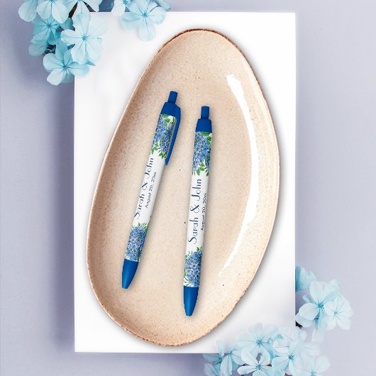 Hydrangeas Watercolor Wedding Guestbook Pen Kugelschreiber
