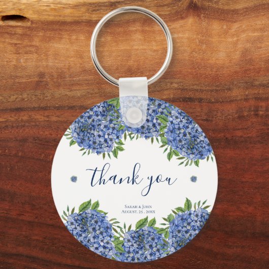 Hydrangeas Wedding Date Schlüsselanhänger für Gäst (Vorderseite)