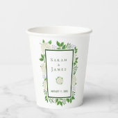 Hydrangeas White Green Wedding Cups für Empfang Pappbecher (Rückseite)