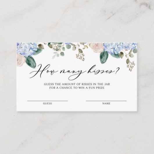 Hydrangeas Wie viele Küsse für die Mrs. Game Card Visitenkarte (Vorderseite)
