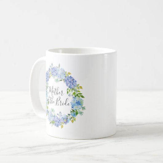 Hydrangeas-Wreath-Mutter der Braut Kaffeetasse (Vorderseite Links)