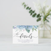 Hydrangeen-Blumen Hochzeits-Website Begleitkarte (Stehend Vorderseite)