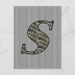Hydrangeenblüten mit Monogramm Anfangsbuchstabe S Postkarte