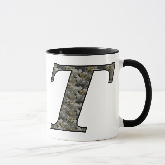 Hydrangeenblüten mit Monogramm Anfangsbuchstabe T Tasse (Rechts)