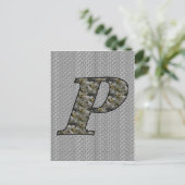 Hydrangeenblüten mit Monogrammanfang P Postkarte (Stehend Vorderseite)