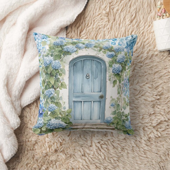 Hydrangeenblüten Wasserfarbe Kissen (Decke)