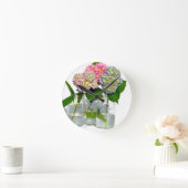 Hydrangen und Mauerjar Runde Wanduhr (Zuhause)