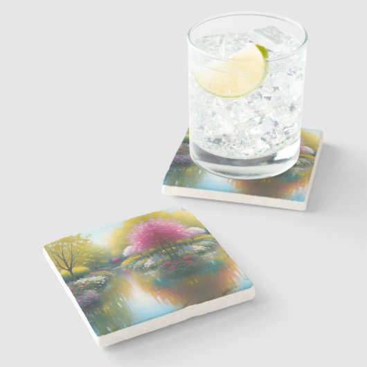 Hydranger Garden Stone Untersetzer (Seitenansicht)