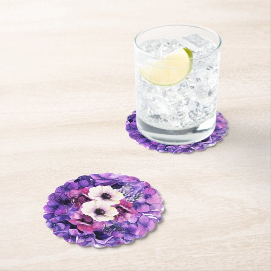 Hydranger Lila mit weißen Blume Untersetzer (Vor Ort)