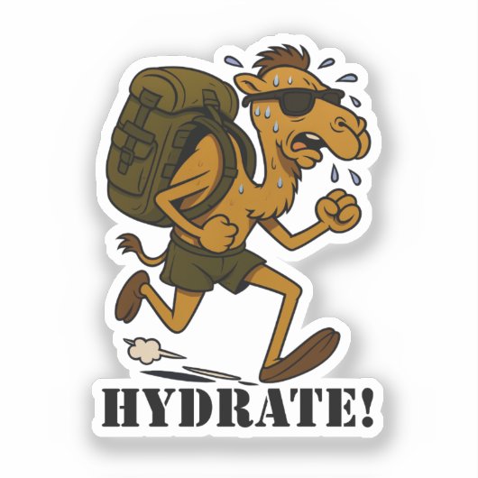Hydrate – Funny Camel Running Fitness Design Aufkleber (Vorderseite)