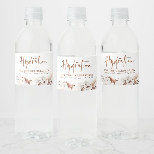 Hydration für die Feier - Terracotta Floral Wasserflaschenetikett (Flaschen)
