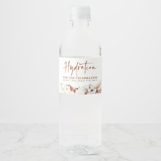 Hydration für die Feier - Terracotta Floral Wasserflaschenetikett (Vorderseite)